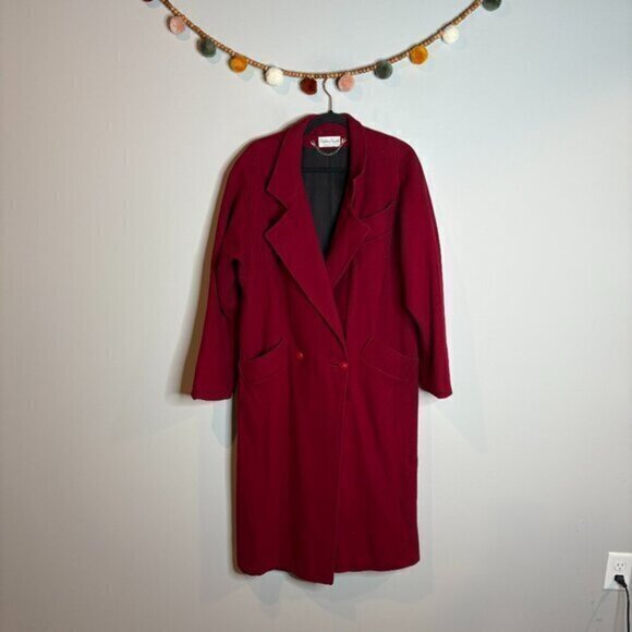 Vintage 100% Wool red duster coat - Picture 1 of 7